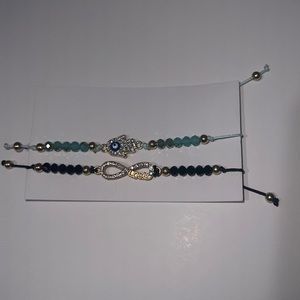 2 Set bracelet Black infinity (love) Teal Hamsa Hand